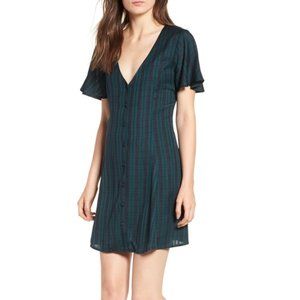Blue/Green Plaid BP Wrap Tie Dress